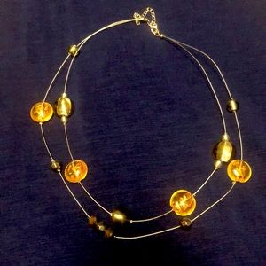 Amber and bronze necklace